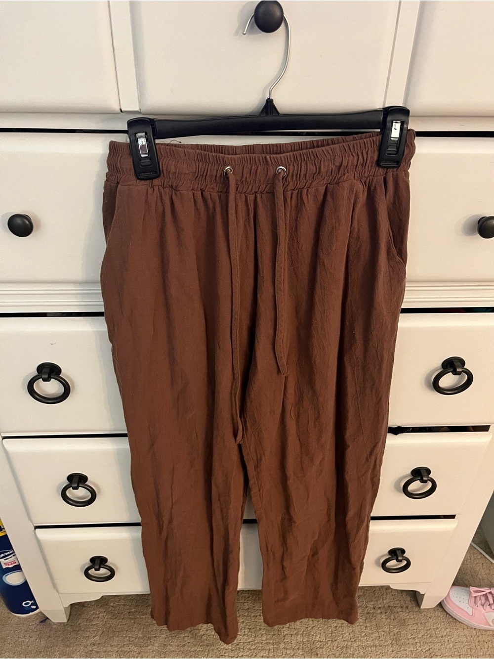 Women’s Straight-Leg Drawstring Pants — Brown